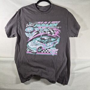 Van Halen Racing Graphic T-Shirt Women's Medium Gray 80s Style